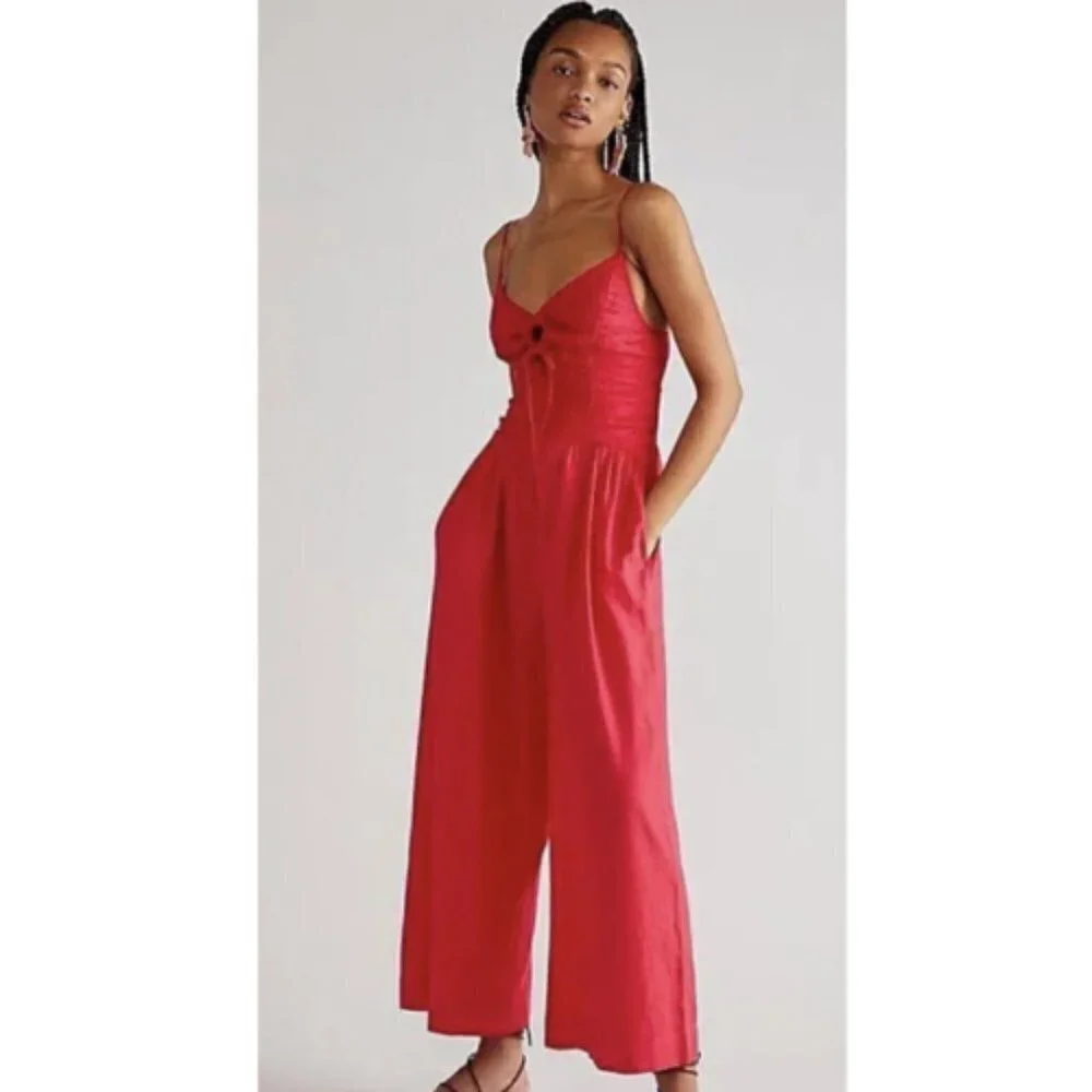 New! Free People day glow one piece keyhole tie back jumpsuit 28084